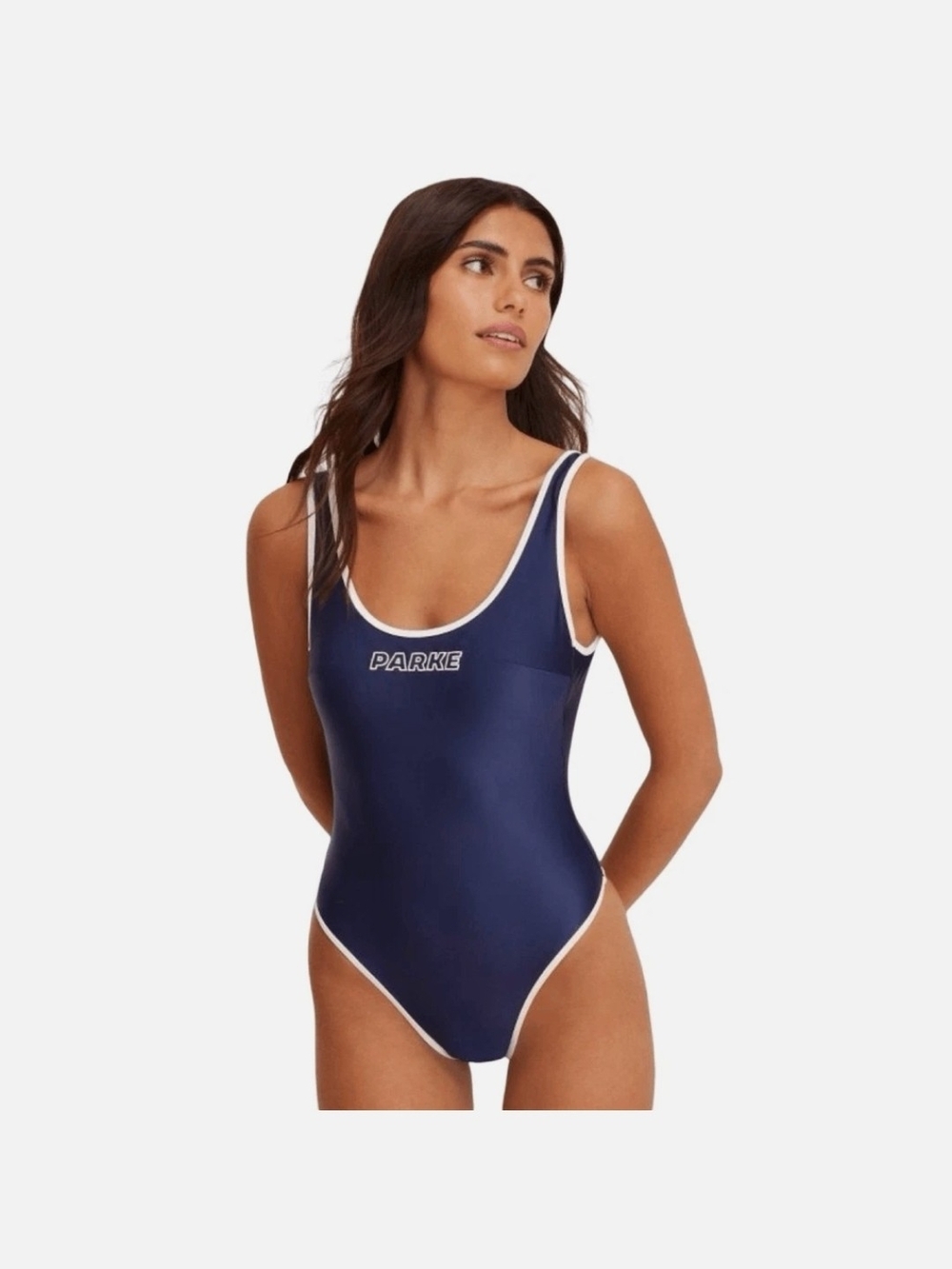 Parke x Target Navy One-Piece Swimsuit with White Trim Accents Size X NWT